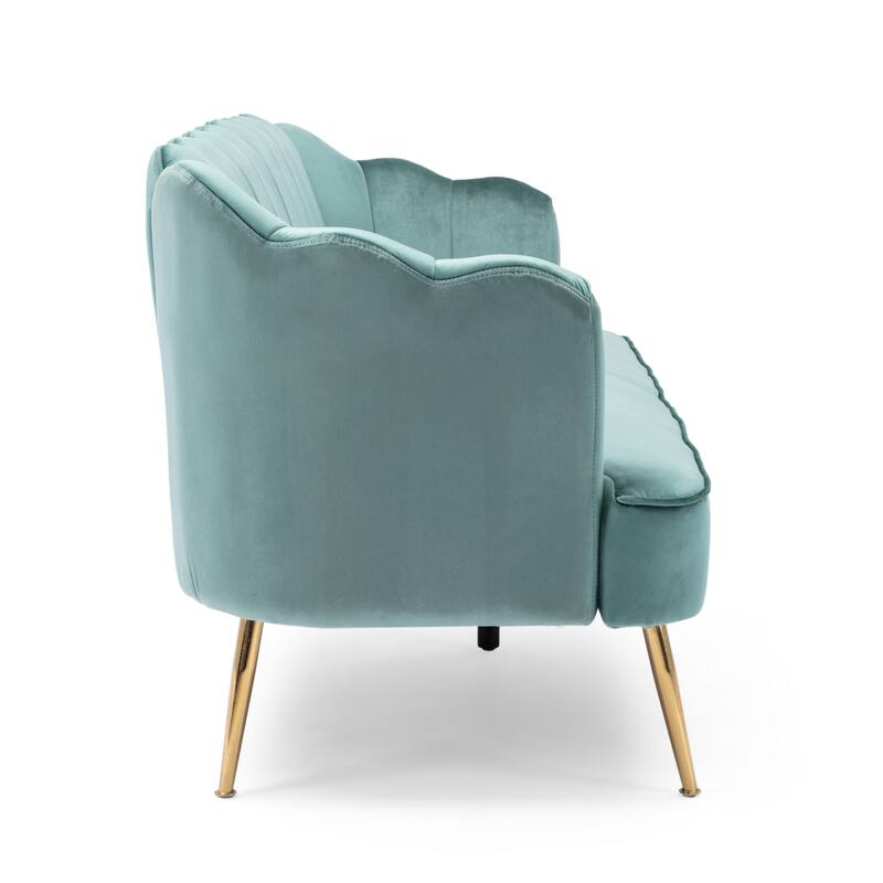Reitz Glam Velvet Shell 3 Seater Sofa by Christopher Knight Home - 76.25" L x 29.25" W x 33.50" H