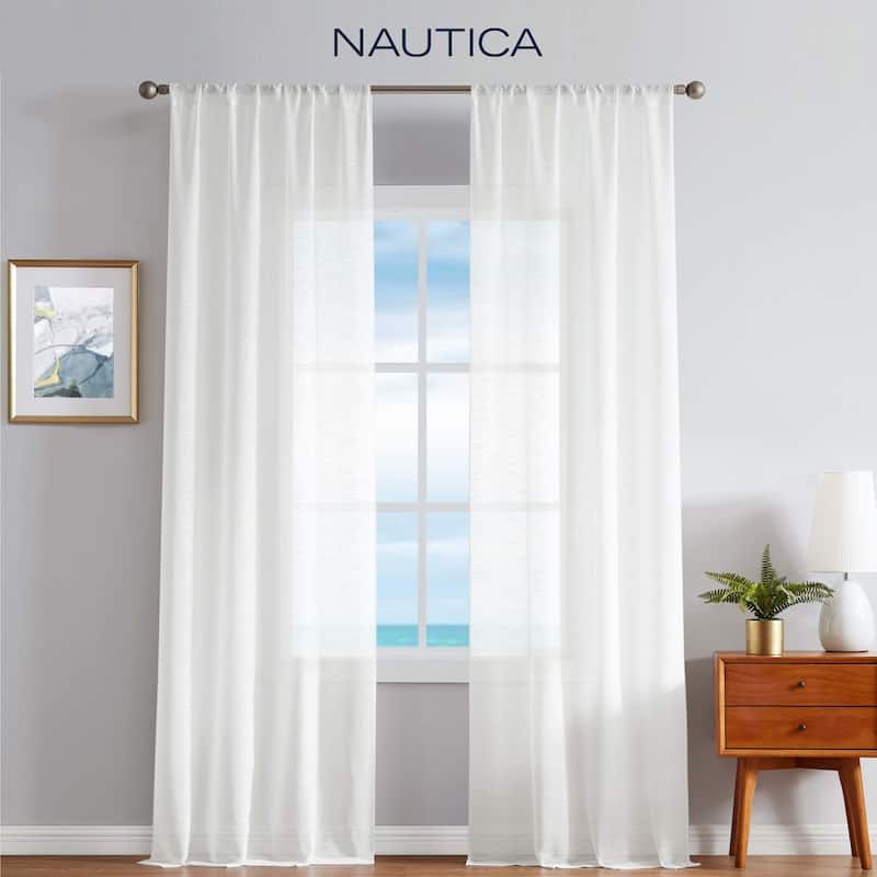 Nautica Erasmus Sheer Rod Pocket Window Curtain Panel Pair