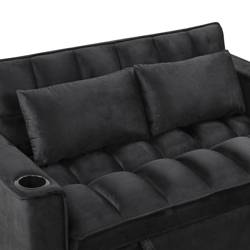 55.3" 4-1 Multi-functional Sofa Bed with Cup Holder and USB Port for Living Room or Apartments