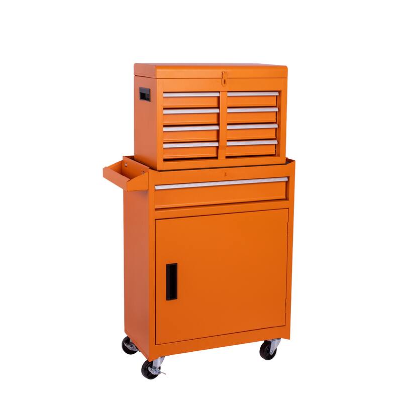 5-Drawer Rolling Tool Storage Cabinet with Detachable Top Tool Box - Orange