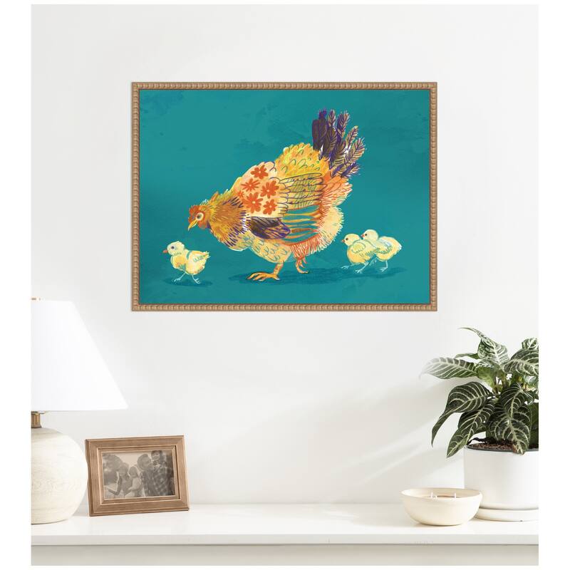 Kate and Laurel Mother Hen by Lucia Gianello Framed Canvas Wall Art Print