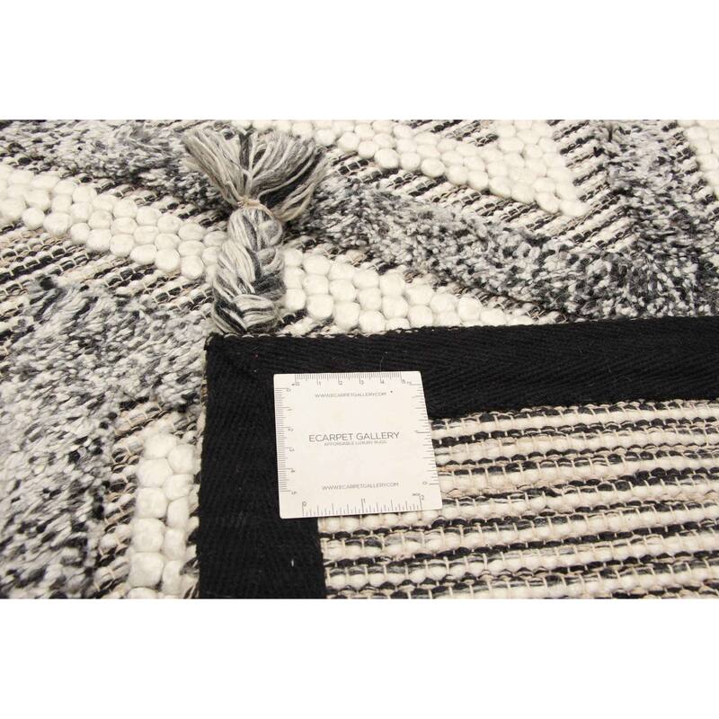 ECARPETGALLERY Braid weave Sienna Grey Wool Rug - 5'0 x 8'3