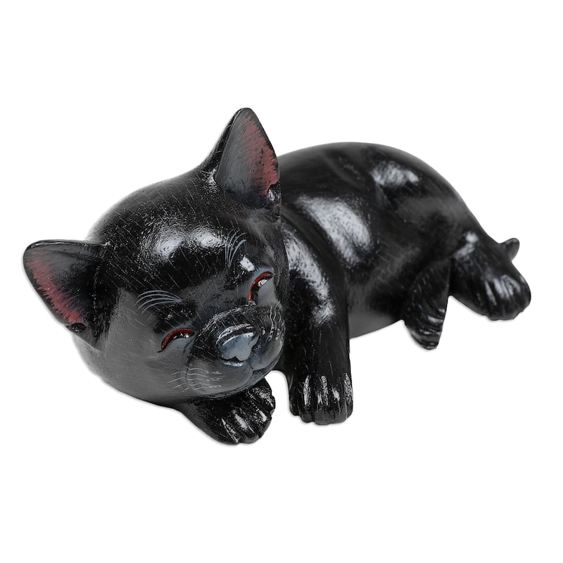 Novica Handmade Sleeping Chihuahua At Night Wood Figurine