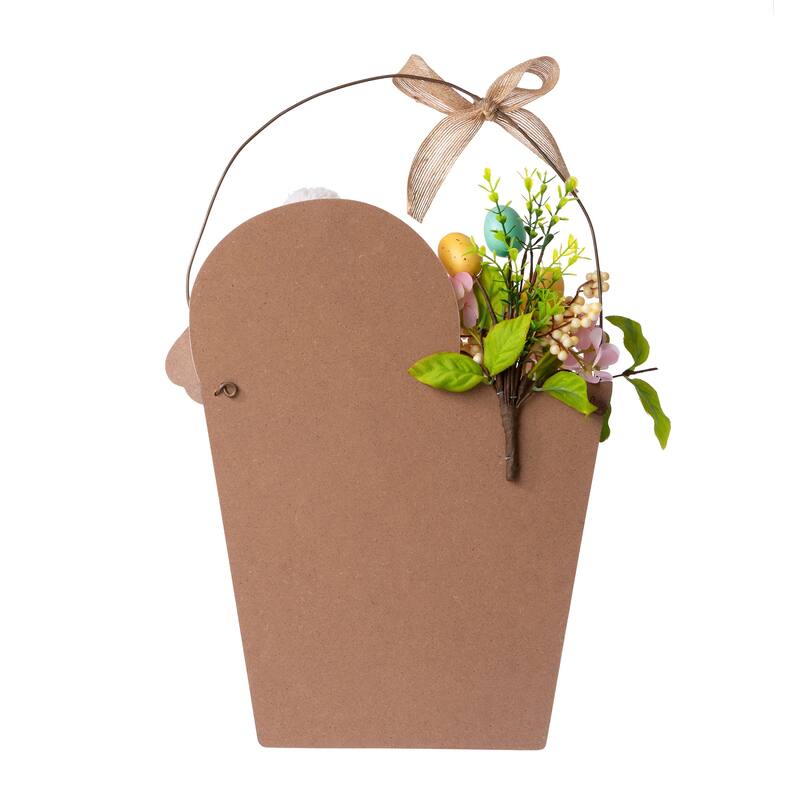 Glitzhome Easter Wooden Cute Bunny Eggs/Fence Door Hanger Wall Decor Spring Gift