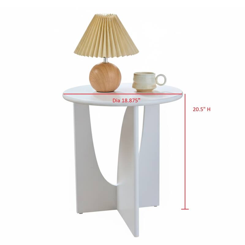 Theo Round Wood Side Table with Sculptural U-Shaped Base