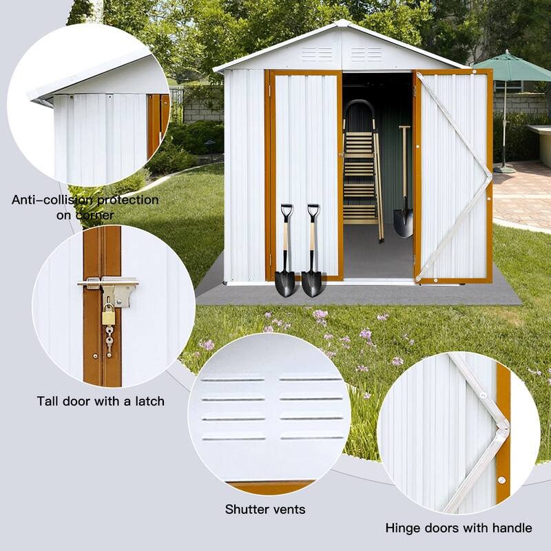 6' x 4' Outdoor Storage Shed with Lockable Doors Metal Garden Sheds - 4FTx6FT