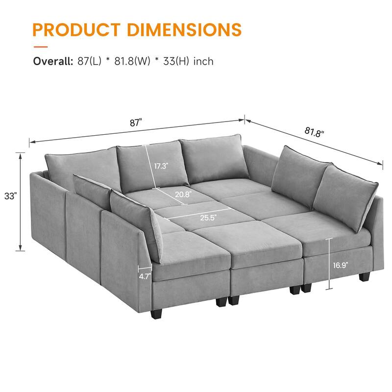 Sectional Sofa with Storage Seats