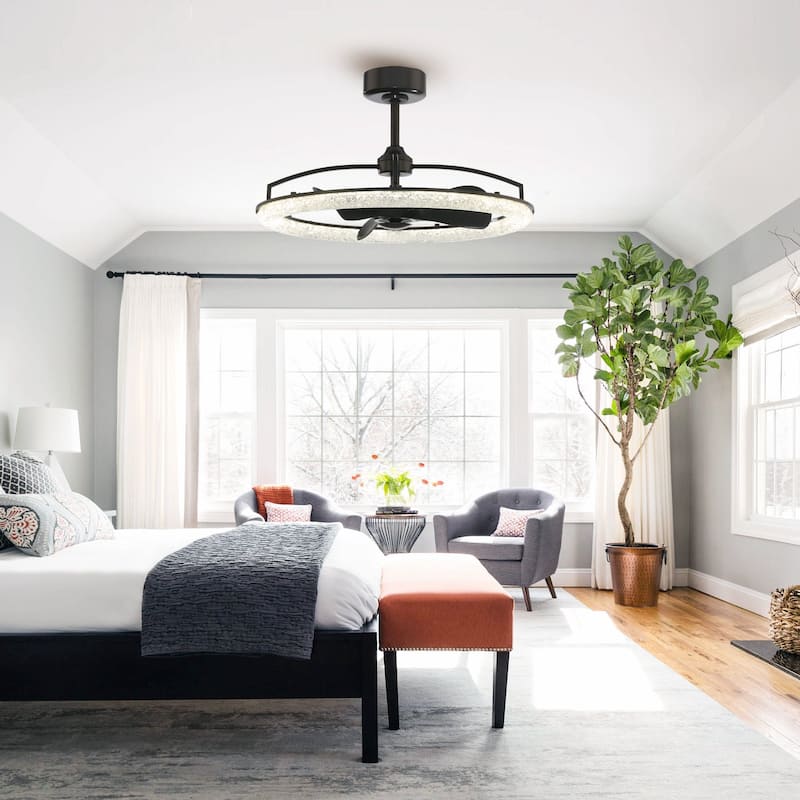 Ceiling Fan 32" Perimost 3-Blade Modern Black LED