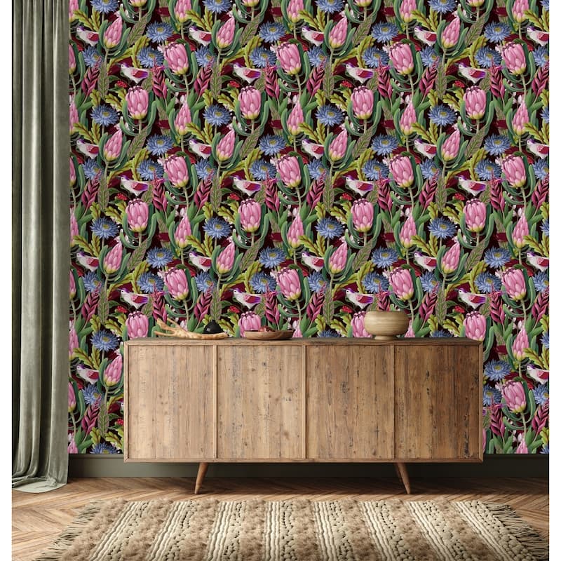 Exotic Flowers and Birds Wallpaper - Bed Bath & Beyond - 35647577