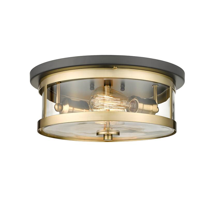 2 Light Gold & Black Semi Flush Mount