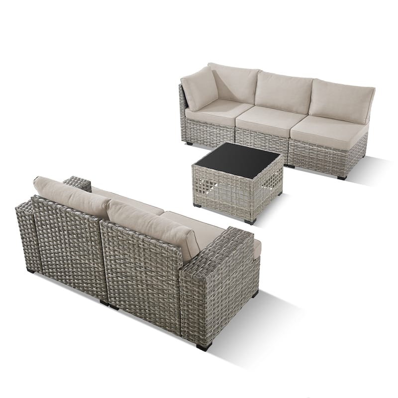 Pocassy Outdoor Sectional Sofa Patio Furniture Sets with Thickened Cushions