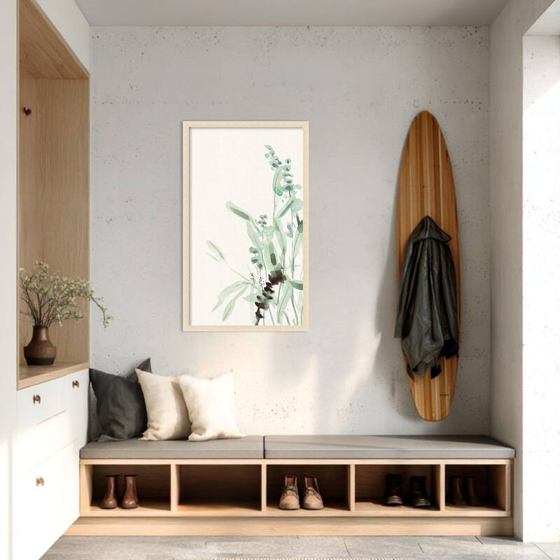 Amanti Art Framed Fabric Pinboard Grasses III on Linen by Katrina Pete Printed Bulletin Board - Board Size 21 x 36