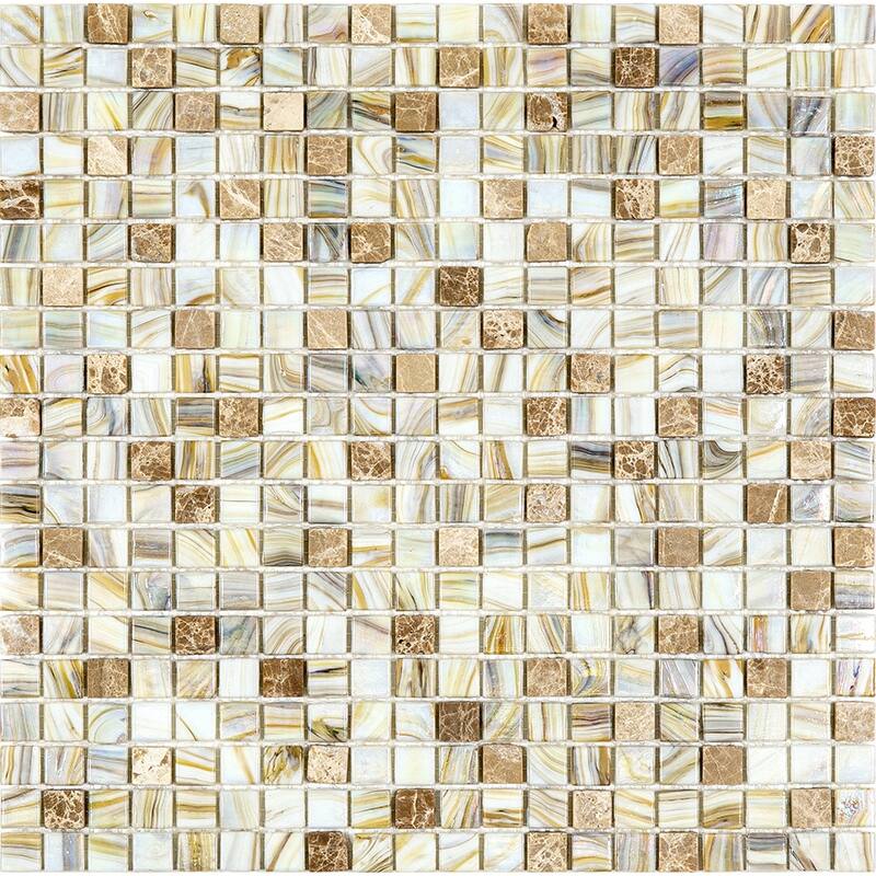 Apollo tile 12" x 12" Mingles Glossy Beige Glass Tile (18.69 sq ft/case) - 20 Pack