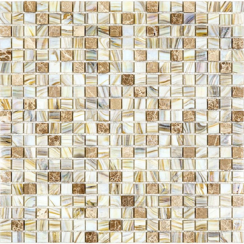 Apollo tile 12" x 12" Mingles Glossy Beige Glass Tile (18.69 sq ft/case) - 20 Pack