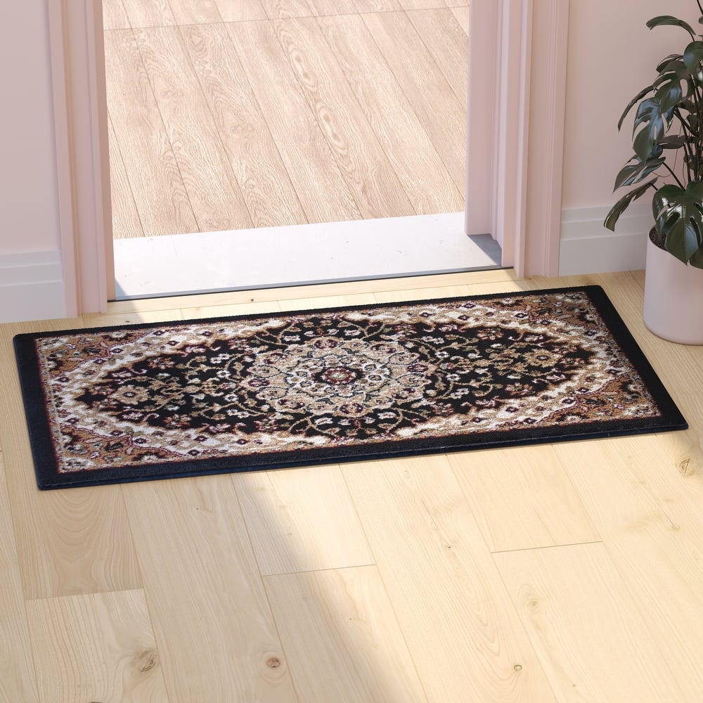 Multipurpose Persian Style Olefin Medallion Motif Area Rug