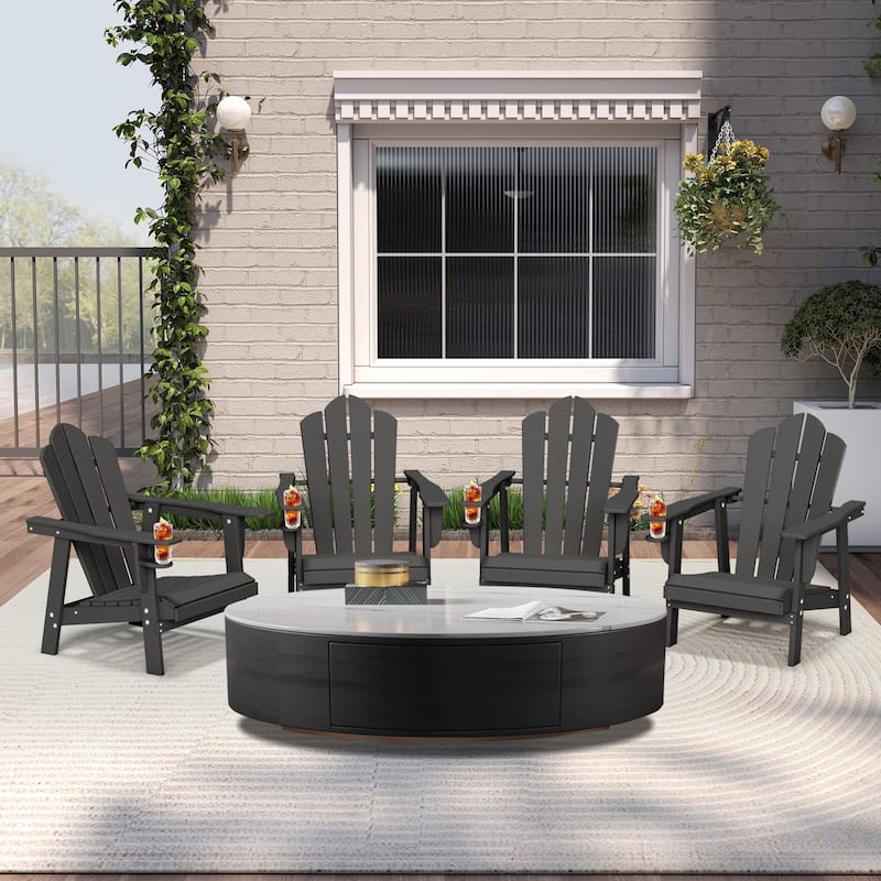 Outdoor HDPE Adirondack Chairs Outdoor Chair Plastic Lawn Chairs for Outdoor Use Set of 4 - Grey