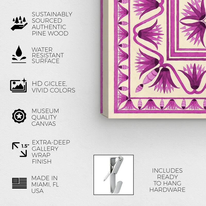 Wynwood Studio Canvas Abstract Floor Covering Berry Pink and Cream White Traditional Wall Art Canvas Print