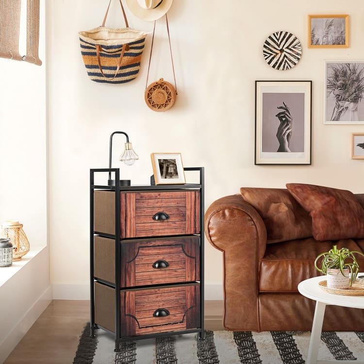 3 Drawer Fabric Dresser Storage Tower Nightstand