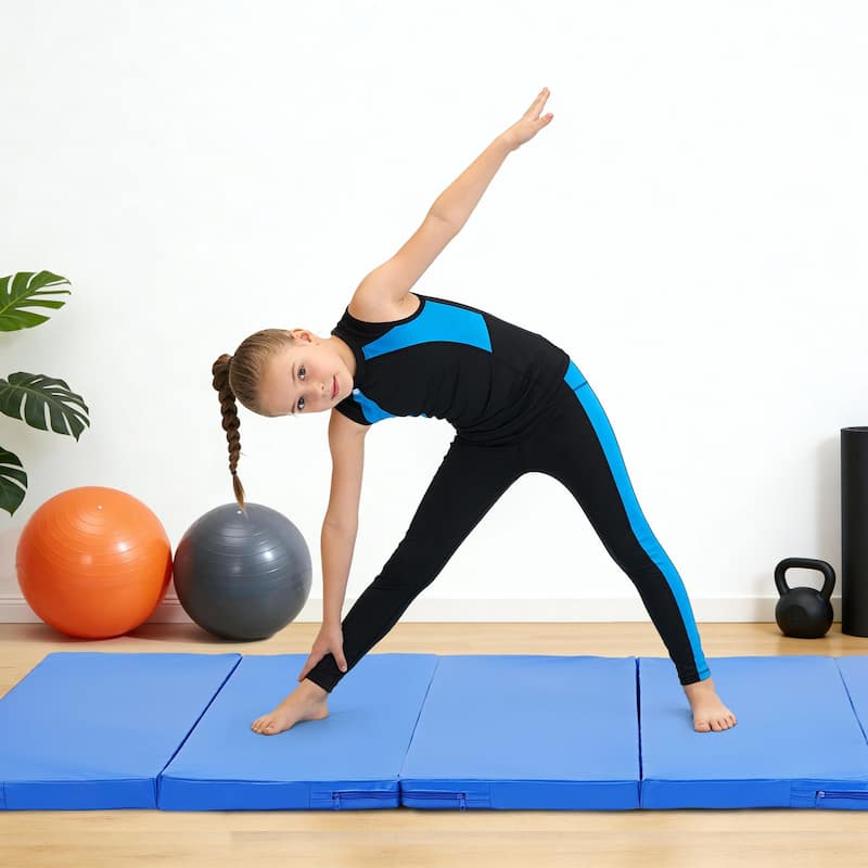 Zenova Gymnastics Mat 4FT x 8F Folding Exercise Mat 6 Panel Thick Tumbling Mats - 8FT