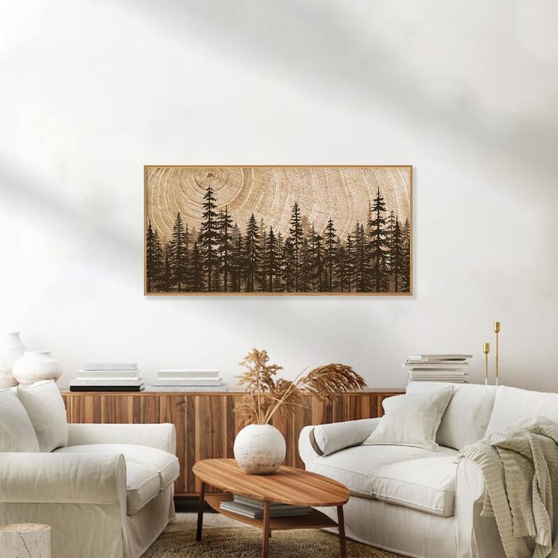 Natural Woodland Landscape Wall Decor, Large Retro Forest Painting