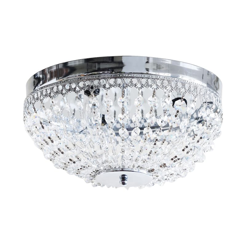 Modern 3-Light Chrome Crystal Flush Mounts Chandelier