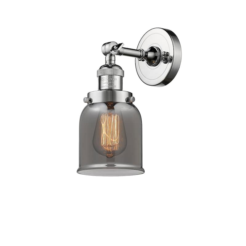 Innovations Lighting Small Bell Single Light 10" Tall Bathroom Sconce - Polished Chrome / Smoked