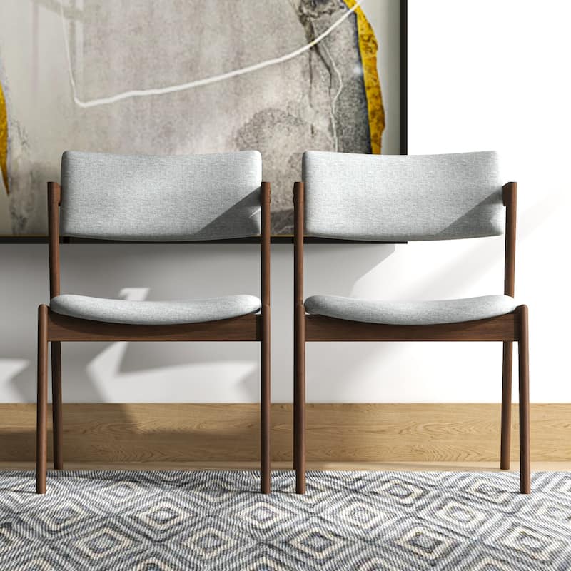 Renaud Mid-Century Modern Fabric Dining Chair in Grey (Set of 2)