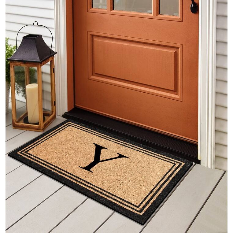 A1HC Natural Coir Monogrammed Heavy Duty PVC Backing Doormat
