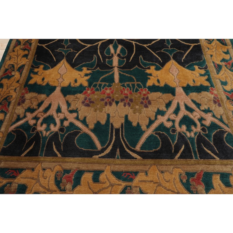 7'8''x10'6'' Hand Knotted Wool Turquoise Tibetan Crafts Plush Pile Rug - 7' 8'' x 10' 6''