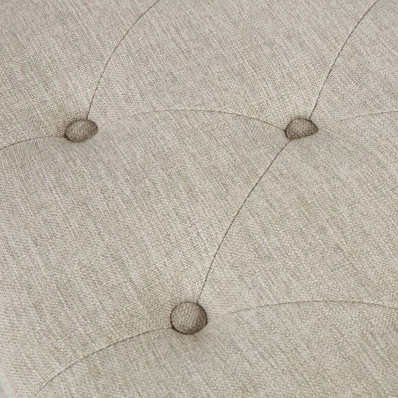 Roomfitters 48.5-Inch Transitional Upholstered Accent Bench, Cane Side Arms and Turned Legs in Reclaimed Natural