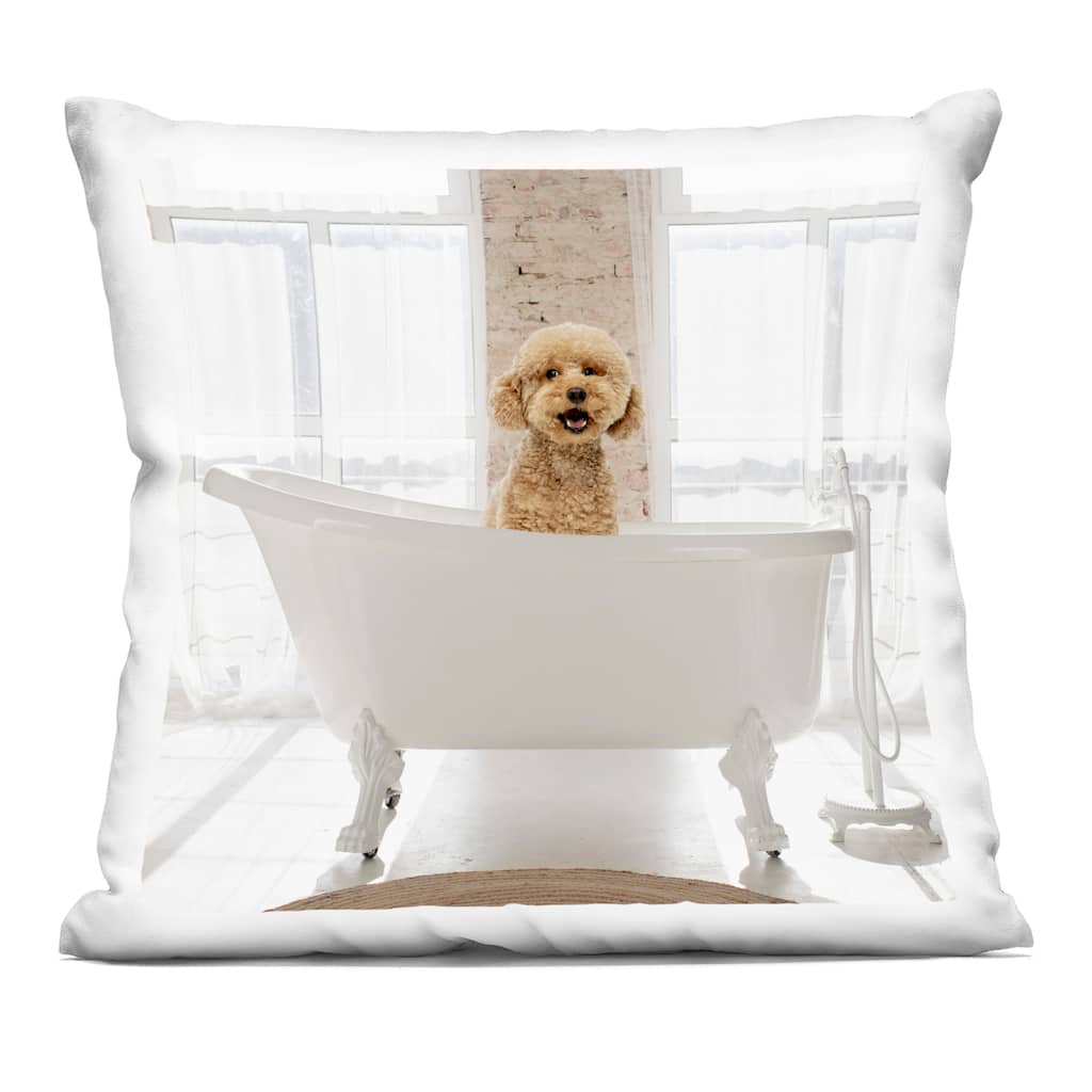 Stupell Happy Puppy in Bathtub Decorative Printed Throw Pillow Design by CAD Designs