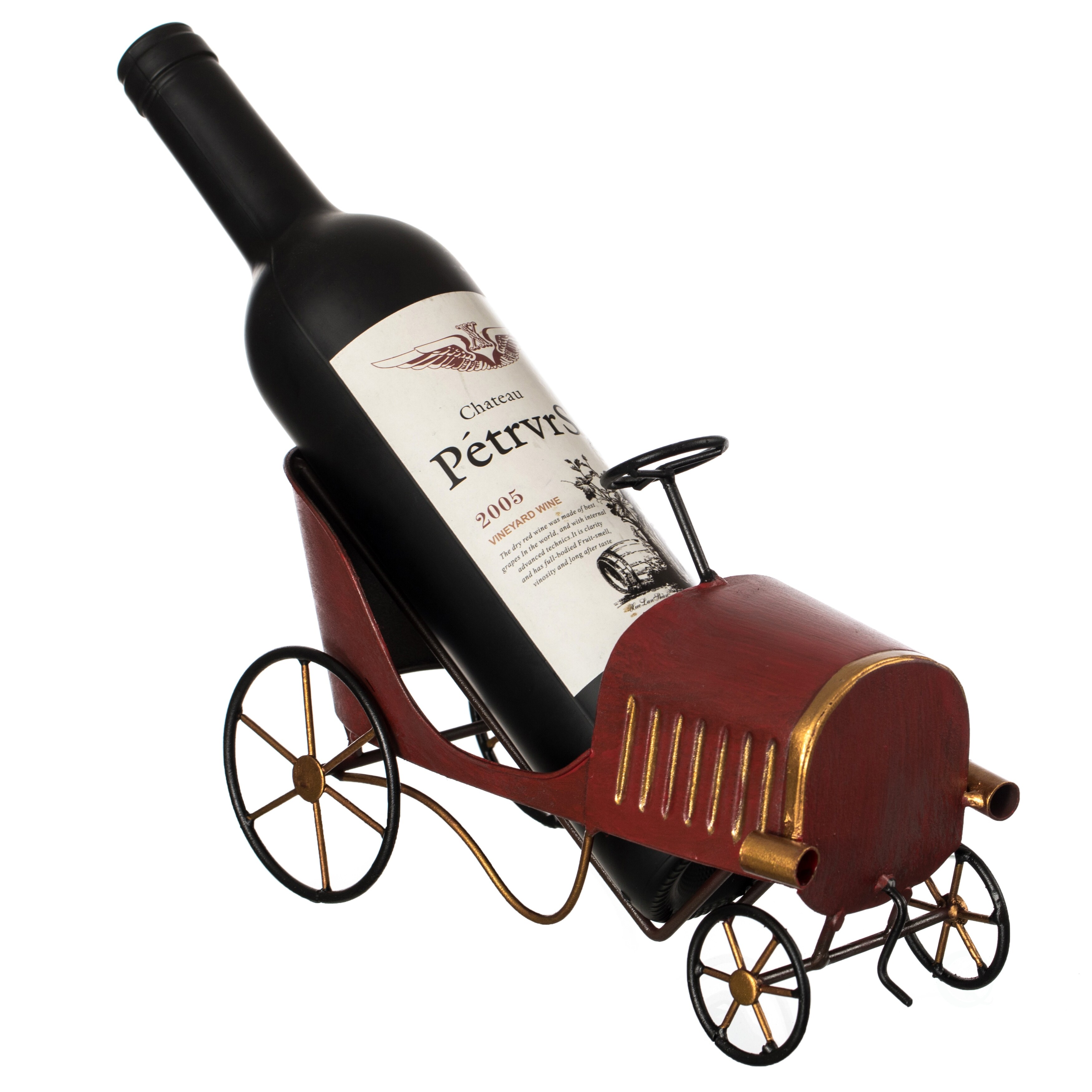 Metal Figurine Car Shaped Vintage Wine Single Bottle Holder Stand