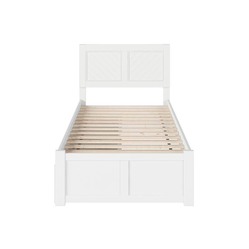 AFI Canyon Twin Platform Bed with Footboard & Storage Drawers in White