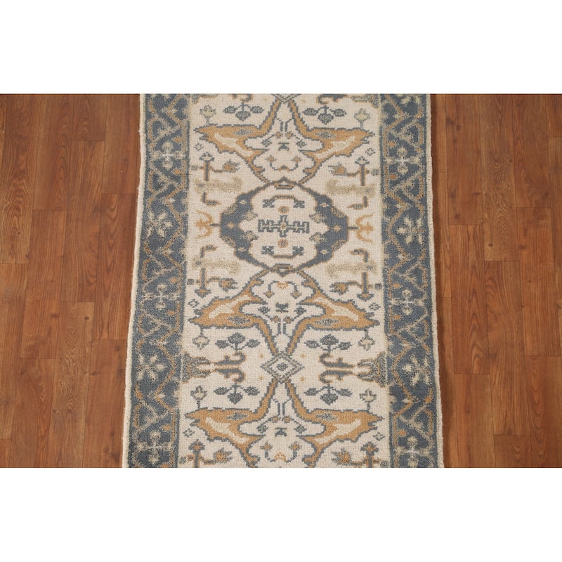 Oushak Oriental Runner Rug Handmade Floral Wool Carpet - 2'5"x 7'9"
