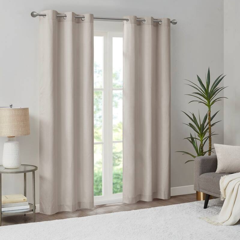 Basketweave Room Darkening Curtain Panel Pair(2 Pcs Window Panels)