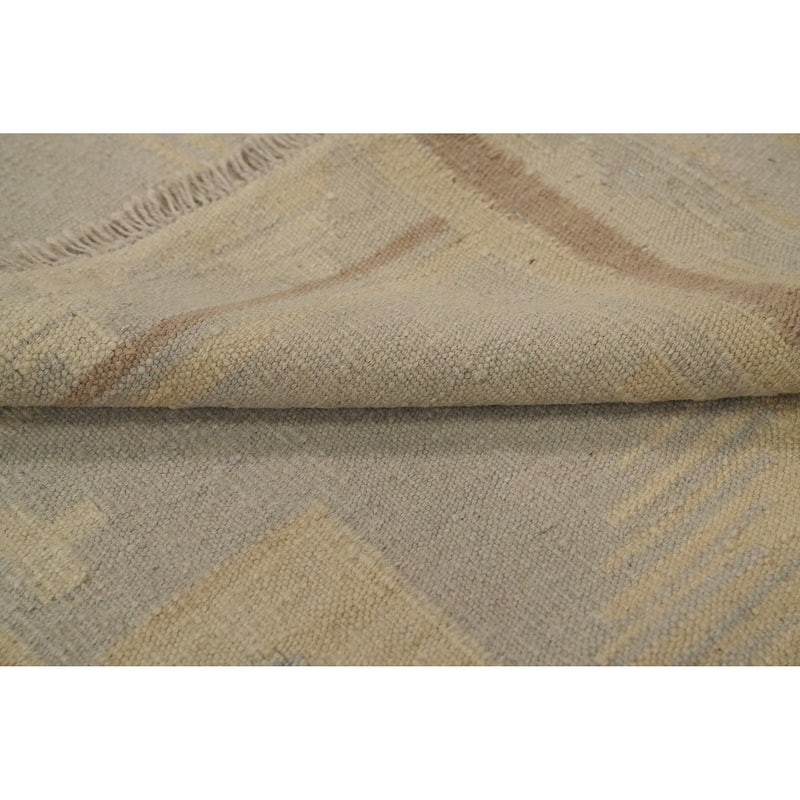 Hand Woven Oriental 100% Wool Carpet Southwestern Tribal Greys & Charcoal Kilim Area Rug - 5' 5'' X 3' 7''