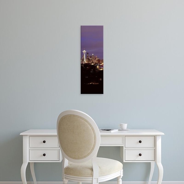 Easy Art Prints Panoramic Image 'Skyscrapers in a city lit up, Space Needle, Seattle, King, Washington' Canvas Art