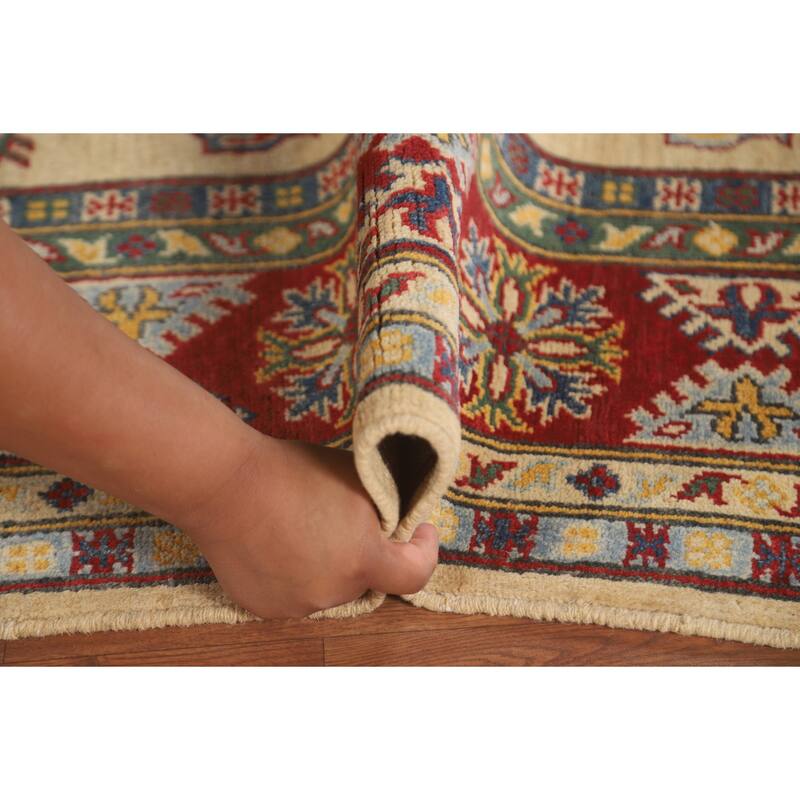 Kazak Area Rug Handmade Oriental Yellow Wool Carpet - 5'2" x 6'7"