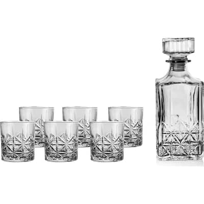 Fifth Avenue Islay Whiskey Decanter Stopper and 6 Tumbler Set