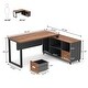 preview thumbnail 5 of 3, 55 Inch L Shaped Executive Desk with 2 Drawers Cabinet