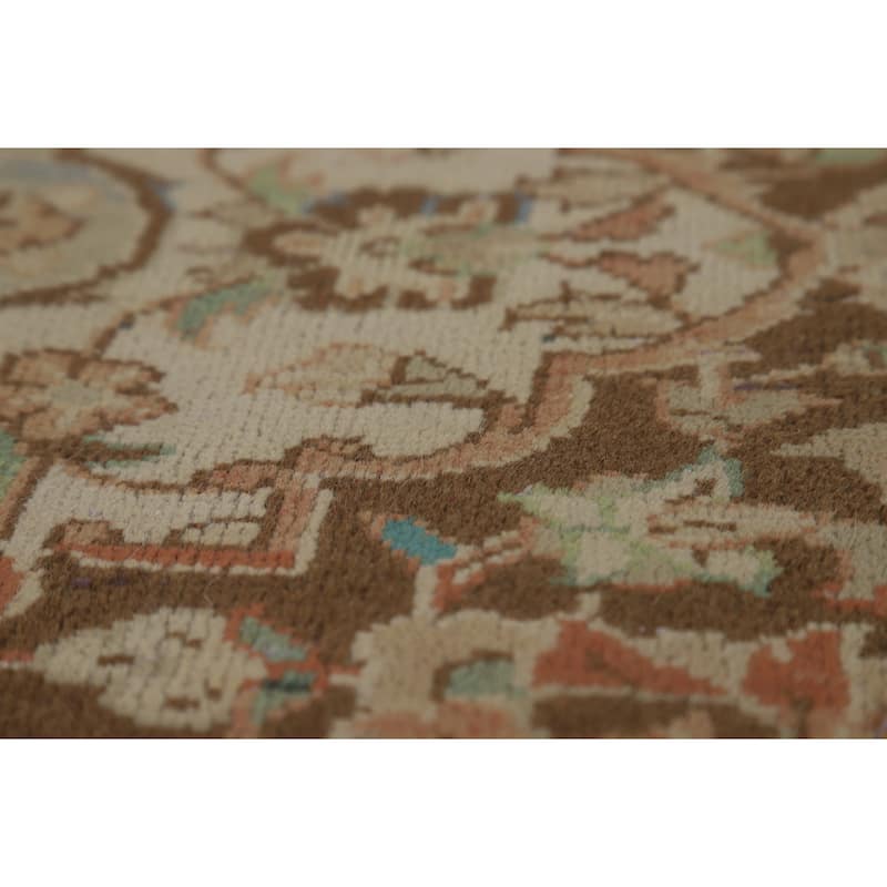 Traditional Mashad Persian Vintage Rug Handmade Orange Wool Carpet - 9'6" x 12'9"