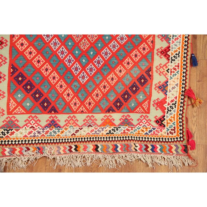 Pre-1900 Antique Vegetable Dye Kilim Persian Runner Rug - 3'2"x 17'1"