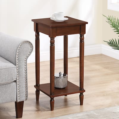 End Table with Shelf, Traditional 2 Tier Accent Side Table with Sculpted Legs for Living Room or Bedside Use - 14