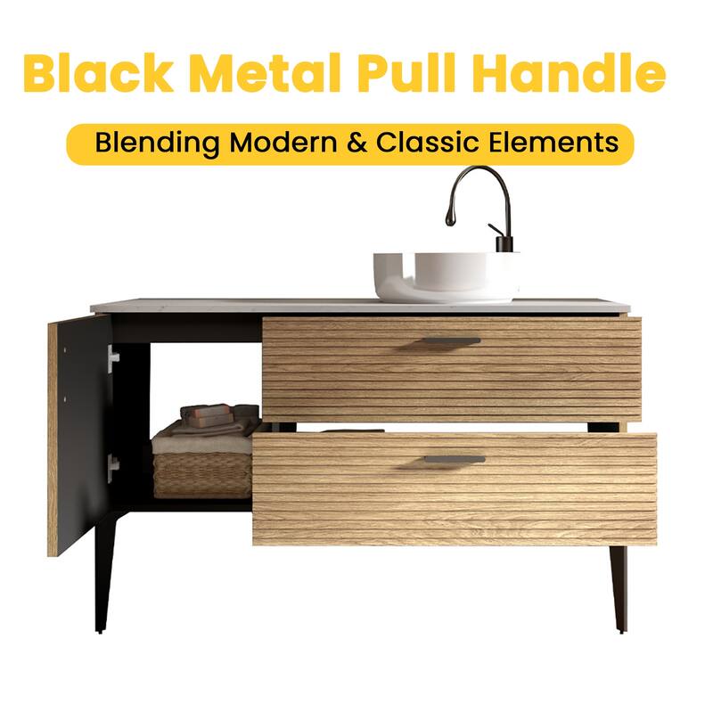 GDFStudio - Emilia Modern 48-Inch Striped Bathroom Vanity with Integrated Sink - 48" Bathroom Vanity