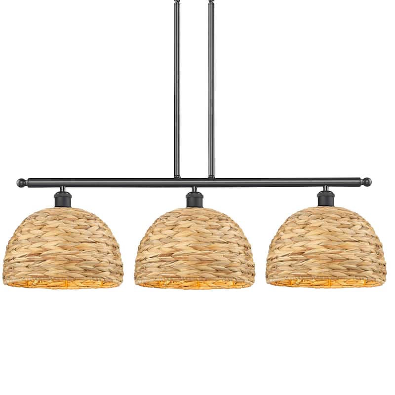 Innovations Lighting 516-3I-12-38 Woven Rattan Linear Woven Rattan 3 - Matte Black / Natural