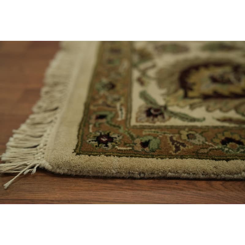 Hand Knotted Oriental 100% Wool Carpet Traditional All-Over Beige & Ivories Agra Area Rug - 9' 10'' X 8' 2''