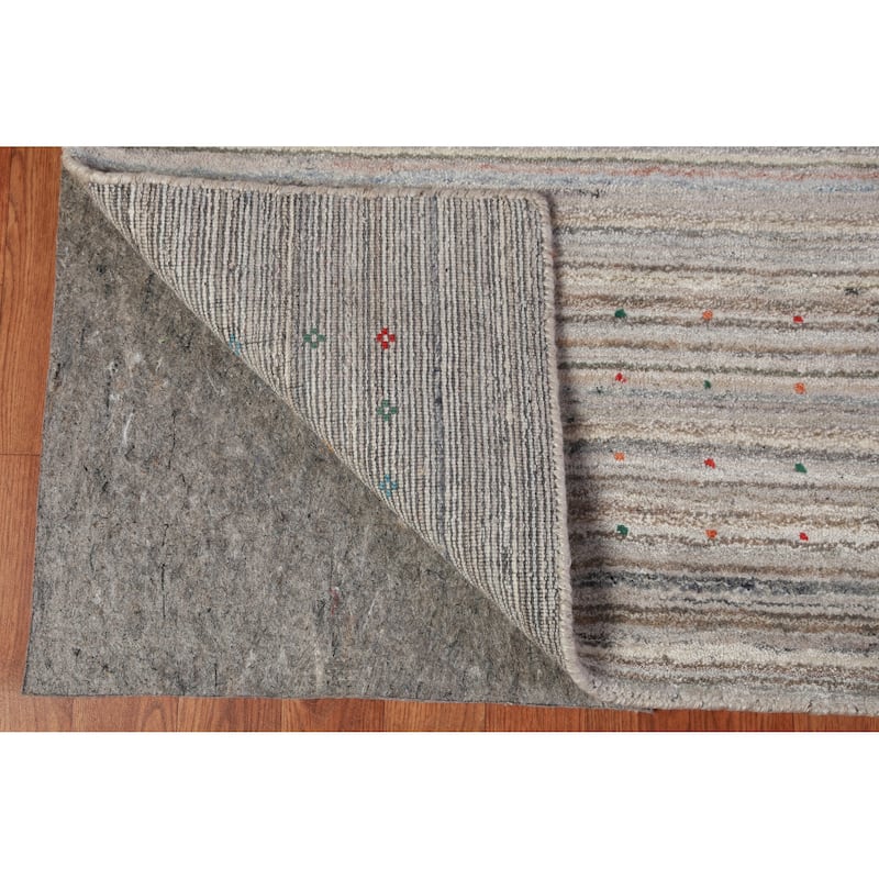 Tribal Gabbeh Indian Area Rug Handmade Grey Wool Carpet - 8'11" x 12'5"