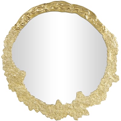 Aluminum Metal Abstract Wall Mirror with Unfinished Texture - Gold or Silver - Roche River Decor