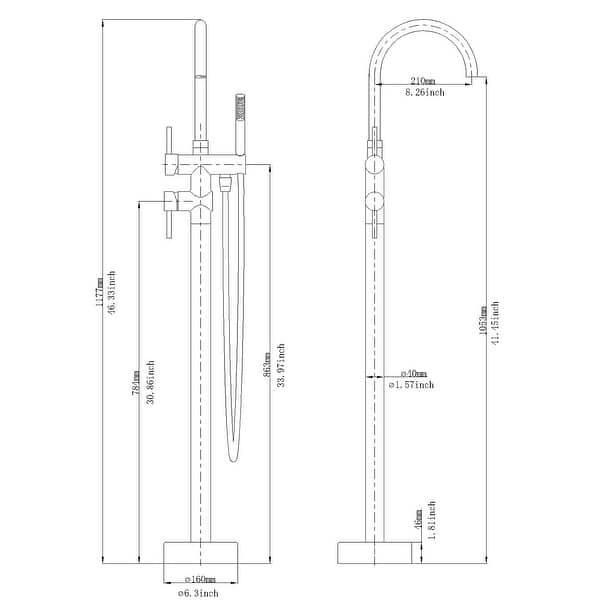 Matte Black DoubleHandle Freestanding Tub Faucet Bathtub Filler with