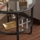 preview thumbnail 2 of 7, SEI Furniture Glenn Distressed Black Metal Round Side Table with Glass Top and Shelf